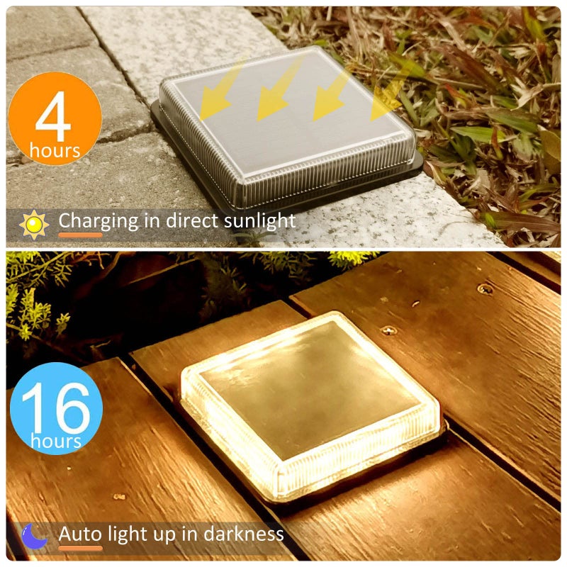 Lacasa Solar Step Lights, 4-Pack 50LM 3000K Warm White LED Solar Deck Lights, Outdoor Solar Powered Step Lights, IP68 Waterproof for Garden Stairs Ground Driveway Pathway - Image 3